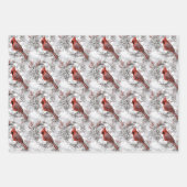 Schöner Roter Kardinal auf dem Snowy Branch Winter Geschenkpapier Set (Vorderseite)
