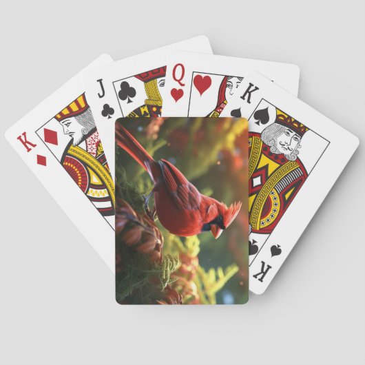 Schöner Roter Kardinal auf einer Baumzweigung Spielkarten (Rückseite)