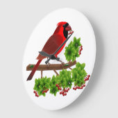 Schöner Roter Kardinal Große Wanduhr (Winkel)