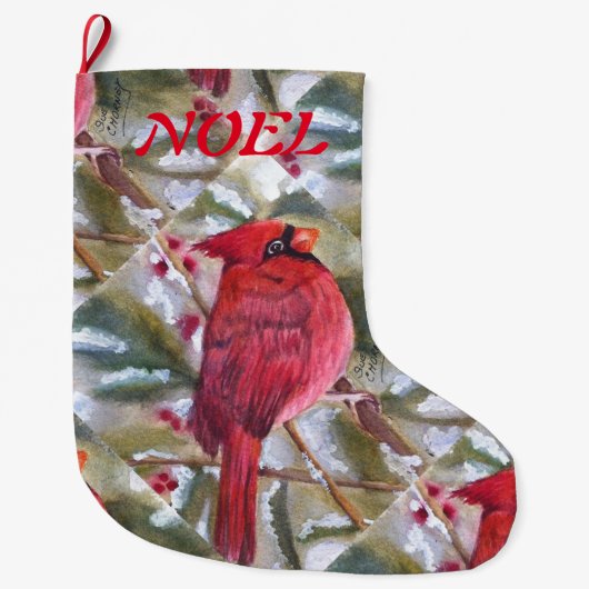 SCHÖNER ROTER KARDINAL GROßER WEIHNACHTSSTRUMPF (Vorderseite)