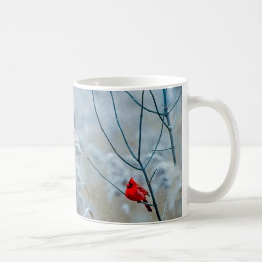Schöner Roter Kardinal im Schnee Kaffeetasse (Rechts)