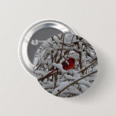 Schöner Roter Kardinal im Schneeflocke Button (Vorne & Hinten)