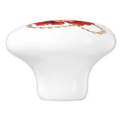 Schöner roter Mohn mit Perlen Keramikknauf (Seitenansicht)