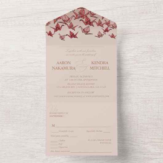 Schöner Rotlichtkranich All In One Einladung (Innen Boden)