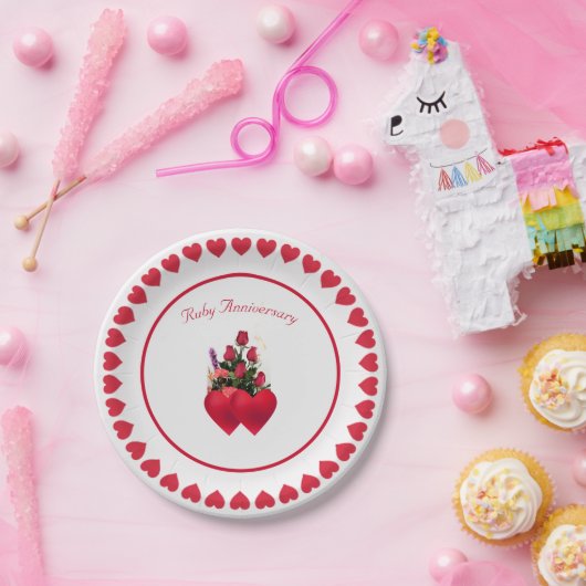 Schöner Ruby-Jahrestag Pappteller (Party)