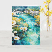 Schöner Running Bach im Frühjahr Karte (Gelbe Blume)