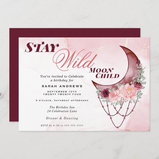 Schöner rustikaler Crescent Moon Mandala Einladung (Vorne/Hinten)