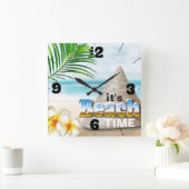 Schöner Sandstrand Seashell Quadratische Wanduhr (Zuhause)