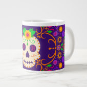 Schöner Schädel mit Blume Día de los Muertos Jumbo-Tasse (Vorderseite Rechts)