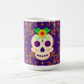Schöner Schädel mit Blume Día de los Muertos Kaffeetasse (Mittel)