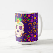 Schöner Schädel mit Blume Día de los Muertos Kaffeetasse (VorderseiteRechts)