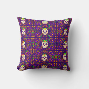 Schöner Schädel mit Blume Día de los Muertos Kissen