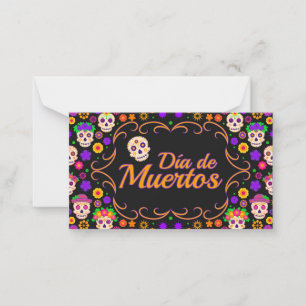Schöner Schädel mit Blume Día de los Muertos Mitteilungskarte
