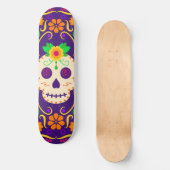 Schöner Schädel mit Blume Día de los Muertos Skateboard (Vorderseite)