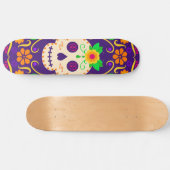Schöner Schädel mit Blume Día de los Muertos Skateboard (Horizontal)