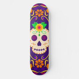 Schöner Schädel mit Blume Día de los Muertos Skateboard