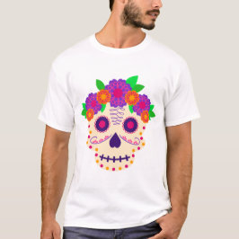 Schöner Schädel mit Blume Día de los Muertos T-Shirt