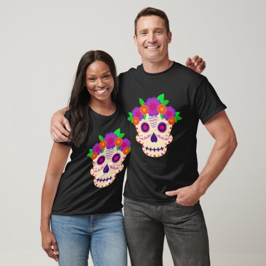 Schöner Schädel mit Blume Día de los Muertos T-Shirt (Unisex)
