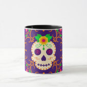 Schöner Schädel mit Blume Día de los Muertos Tasse (Zentrum)