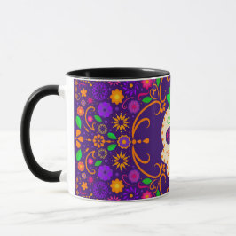 Schöner Schädel mit Blume Día de los Muertos Tasse