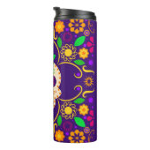 Schöner Schädel mit Blume Día de los Muertos Thermosbecher (Nach rechts gedreht)