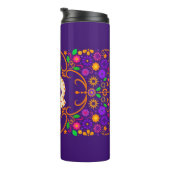 Schöner Schädel mit Blume Día de los Muertos Thermosbecher (Nach rechts gedreht)
