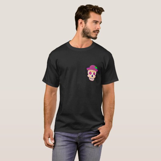 Schöner Schädel mit Sombrero Día de los Muertos T-Shirt (Vorne ganz)