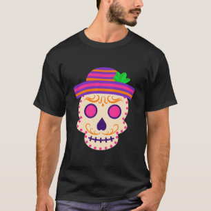 Schöner Schädel mit Sombrero Día de los Muertos T-Shirt