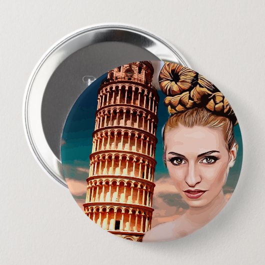Schöner Schieftturm der Pisa abstrakte Kunst Button (Vorne & Hinten)