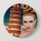 Schöner Schieftturm der Pisa abstrakte Kunst Button (Vorderseite)