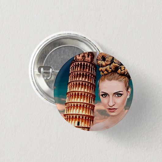 Schöner Schieftturm der Pisa abstrakte Kunst Button (Vorne & Hinten)