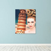 Schöner Schieftturm der Pisa abstrakte Kunst Leinwanddruck (Insitu (Holzboden))