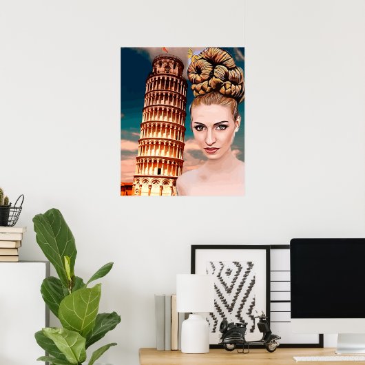 Schöner Schieftturm der Pisa abstrakte Kunst Poster (Heimbüro)
