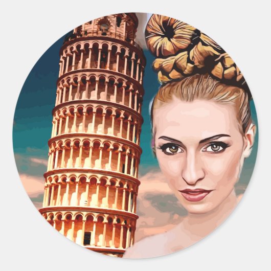 Schöner Schieftturm der Pisa abstrakte Kunst Runder Aufkleber (Vorderseite)
