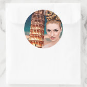 Schöner Schieftturm der Pisa abstrakte Kunst Runder Aufkleber (Tasche)