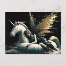 Schöner Schlaf am einsamen Schwimmbad glitten Postkarte