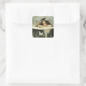 Schöner Schlaf im Vintagen Bad Quadratischer Aufkleber (Tasche)