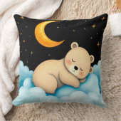 Schöner Schlafbär auf Wolken unter Mondlicht Kissen (Decke)