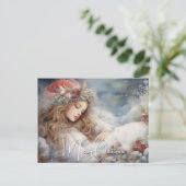 Schöner schlafender Weihnachtsgel Feiertagspostkarte (Stehend Vorderseite)