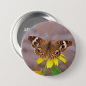 Schöner Schmetterling auf der Gelben Blume Button (Vorne & Hinten)