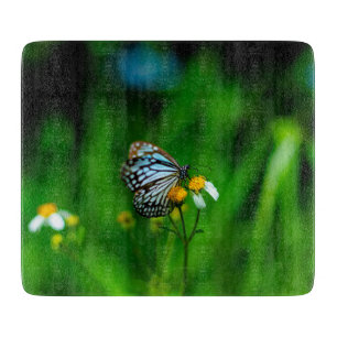 Schöner Schmetterling auf einer Blume Schneidebrett