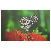 Schöner Schmetterling auf roten Blume Stoff (Yard (91,4 cm))