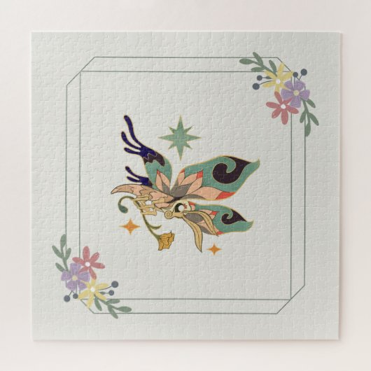 Schöner Schmetterling, beige Hintergrund Puzzle (Horizontal)