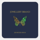 Schöner Schmetterling, dunkelblau Quadratischer Aufkleber (Vorderseite)