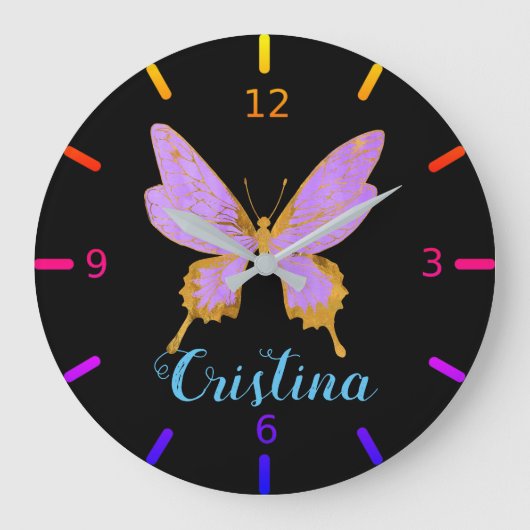 Schöner Schmetterling Große Wanduhr (Vorderseite)