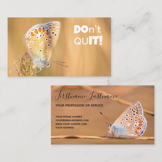 Schöner Schmetterling mit motivierend Anführungsbu Visitenkarte (Vorne/Hinten)