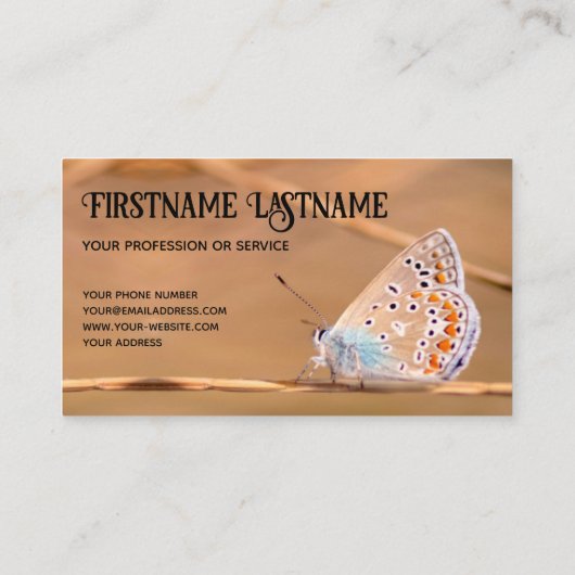 Schöner Schmetterling mit motivierend Zitat Visitenkarte (Rückseite)