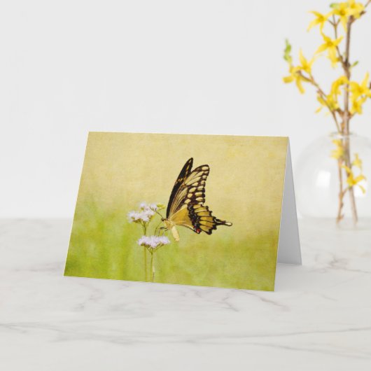 Schöner Schmetterling und Blume Art Scripting Card Karte (Gelbe Blume)