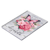 Schöner Schmetterling und Blume Individuelle Name Notizblock (Linke Seite)