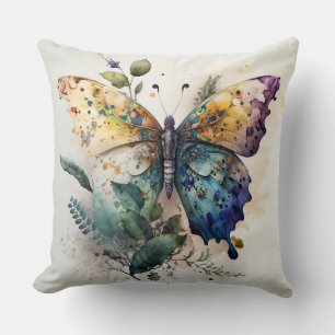 Schöner Schmetterling und Foliage Kissen